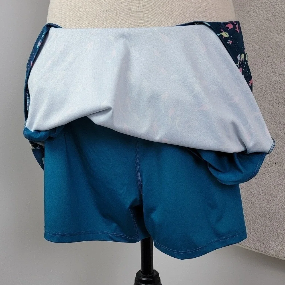 PGA‎ Tour Golf Skort L Large Blue Koi Fish Print Coastal Athletic Tennis Skirt
